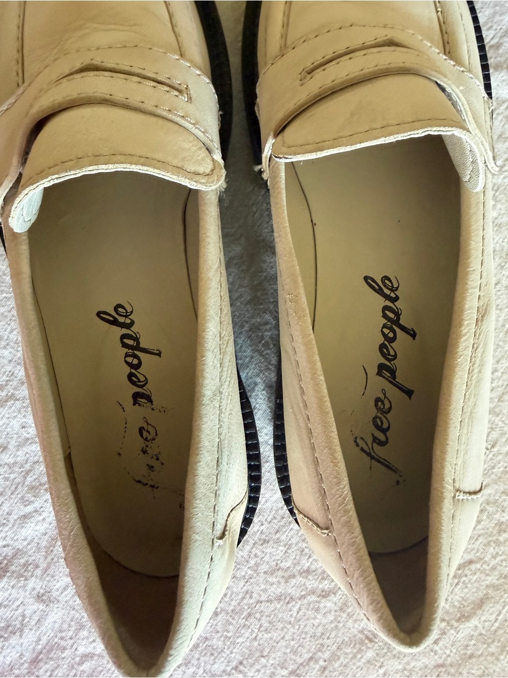 Free People Lyra Lug Sole Loafer Pearl Sand Cream Chunky Platform Shoe Size 8 - Picture 12 of 13